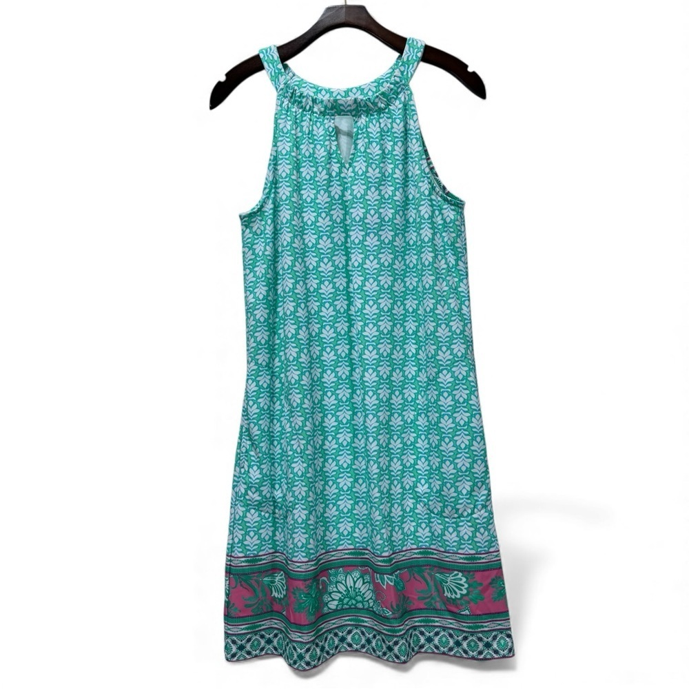 Cabana Life UPF 50+ Green Print Sleeveless Shift Dress Small NWT Travel Resort - Picture 12 of 12